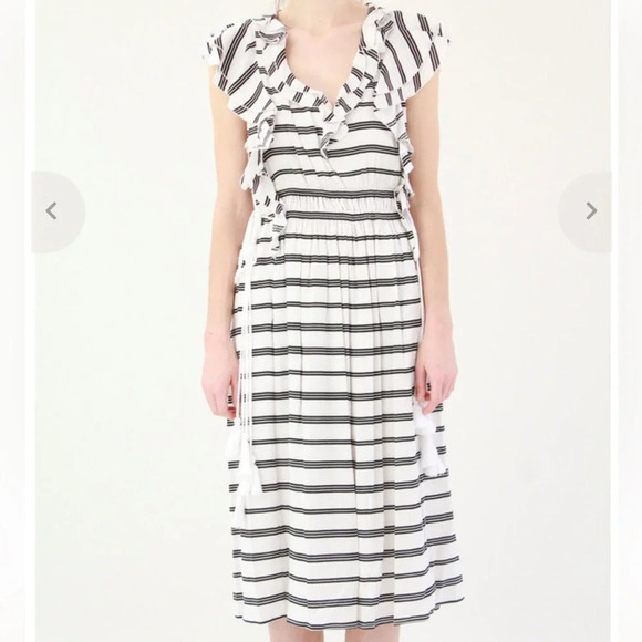 Apiece Apart San Rafael Midi Ruffle Dress Triple Stripe - Picture 1 of 16